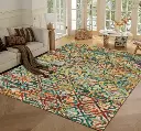 Washable Area Rugs, 8' x 10' - 1/6 Thick - Stain & Water Resistant Non-Slip - Perfect Resistant Rug for Living Room, Bedroom, Nursery, Pet & Child Friendly, Vibrant Colors Rugs, Multicolor