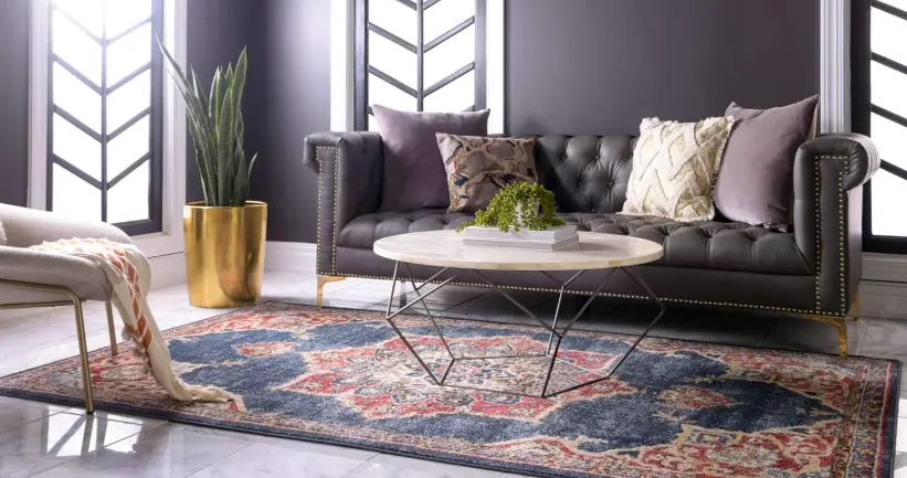Unique Loom Utopia Collection Traditional Classic Vintage Inspired Area Rug with Warm Hues, 4' 1" x 6' 1" Rectangle, Dark Blue/Beige
